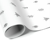 Papier Cadeau Arbre de Noël blanc et noir (Coin rond)