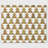 Papier Cadeau Arbre de Noël blanc et or étincelant (Plat)