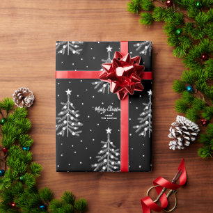 Papier Cadeau Arbre de Noël blanc Motif texte personnalisé noi