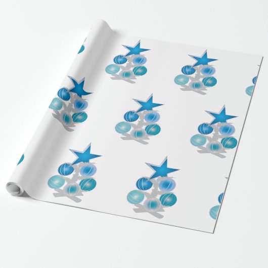 Papier Cadeau Arbre de Noël bleu (Déroulé)