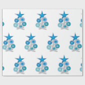 Papier Cadeau Arbre de Noël bleu (Plat)