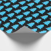 Papier Cadeau Arbre de Noël bleu Abstrait Noir simple (Coin)