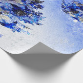 Papier Cadeau Arbre de Noël bleu décoré (Coin)