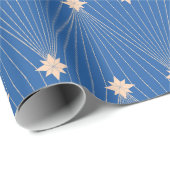 Papier Cadeau Arbre de Noël bleu élégant (Coin rond)