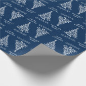 Papier Cadeau Arbre de Noël bleu et blanc (Coin)