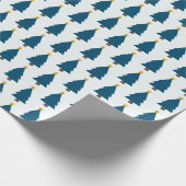 Papier Cadeau Arbre de Noël bleu et étoile d'or (Coin)