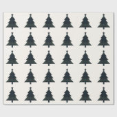 Papier Cadeau Arbre de Noël bleu et vert de la marine (Plat)