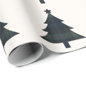 Papier Cadeau Arbre de Noël bleu et vert de la marine (Coin rond)