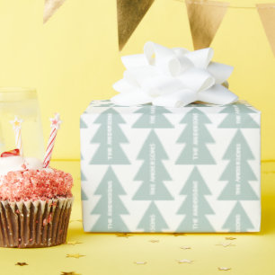 Papier Cadeau Arbre de Noël bleu géométrique moderne unique