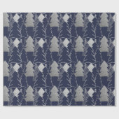 Papier Cadeau Arbre de Noël Bleu Marine Argent gris Parties scin (Plat)