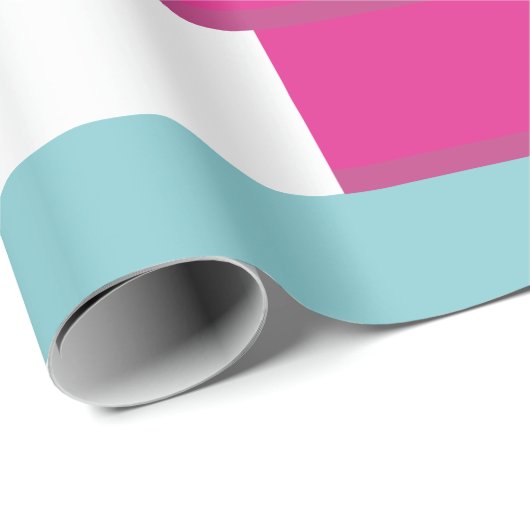 Papier Cadeau Arbre de Noël bleu rose (Coin rond)