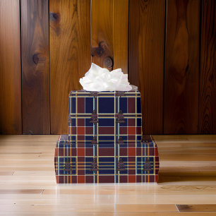 Papier Cadeau Arbre de Noël bleu Tartan