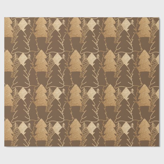 Papier Cadeau Arbre de Noël Bronze Or Fancy Parties scintillant  (Plat)