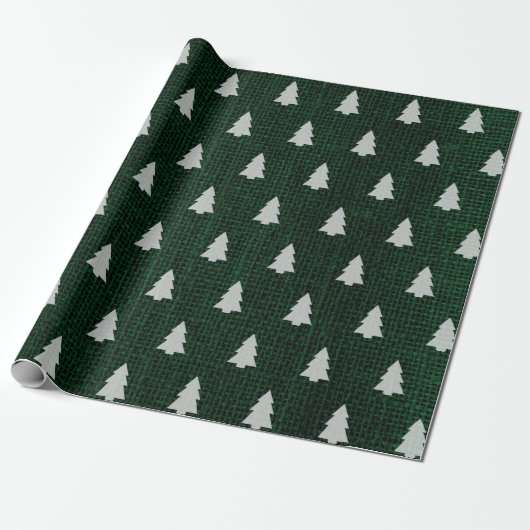 Papier Cadeau Arbre de Noël - Brûlage vert foncé Texture (Déroulé)
