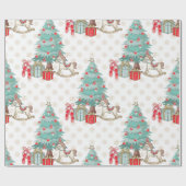 Papier Cadeau Arbre de Noël, cadeaux et cheval de Troie (Plat)