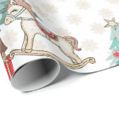 Papier Cadeau Arbre de Noël, cadeaux et cheval de Troie (Coin rond)