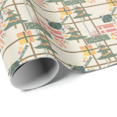 Papier Cadeau Arbre de Noël, cadeaux et papier d'emballage rayé (Coin rond)