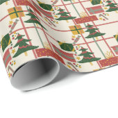 Papier Cadeau Arbre de Noël, cadeaux et papier d'emballage rayé (Coin rond)