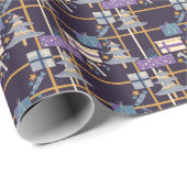 Papier Cadeau Arbre de Noël, cadeaux et papier d'emballage rayé (Coin rond)