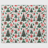 Papier Cadeau Arbre de Noël, cadeaux, sucre de canne (Plat)