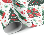 Papier Cadeau Arbre de Noël, cadeaux, sucre de canne (Coin rond)