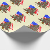 Papier Cadeau Arbre de Noël camouflage désert avec drapeau améri (Coin)