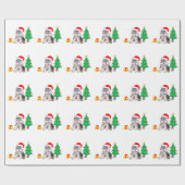 Papier Cadeau Arbre de Noël, chien chiot du Yorkshire mignon & c (Plat)