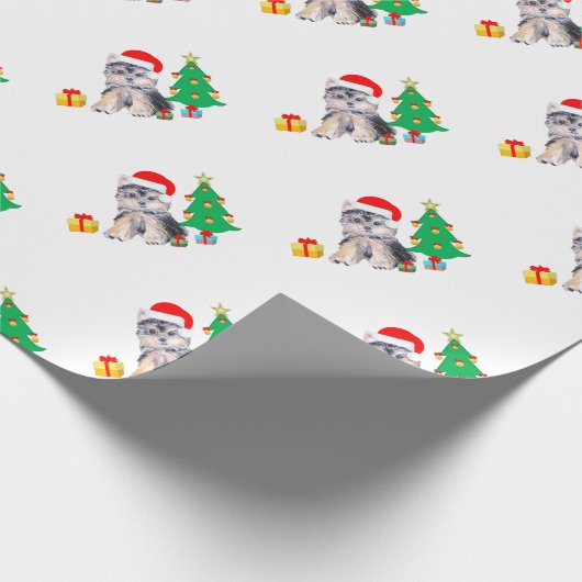 Papier Cadeau Arbre de Noël, chien chiot du Yorkshire mignon & c (Coin)