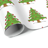 Papier Cadeau Arbre de Noël Christmas (Coin rond)