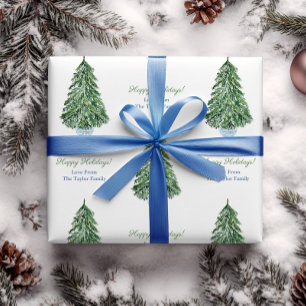 Papier Cadeau Arbre de Noël classique Chinoiserie Joyeux jours f