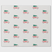 Papier Cadeau Arbre de Noël classique sur un camion à feu (Plat)