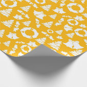 Papier Cadeau Arbre de Noël cloches Wreath Holly Jaune (Coin)