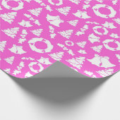 Papier Cadeau Arbre de Noël cloches Wreath Holly rose (Coin)