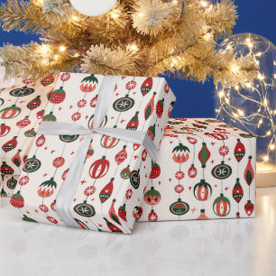 Papier Cadeau Arbre de Noël Conception de l'ornement : Rouge & V