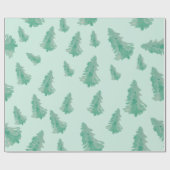 Papier Cadeau Arbre de Noël couleur de l'eau Wrapper Papier vert (Plat)