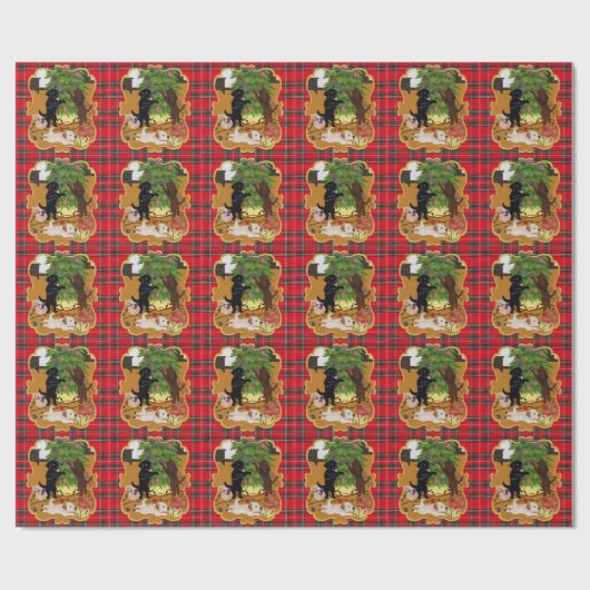 Papier Cadeau Arbre de Noël de labrador retriever (Plat)