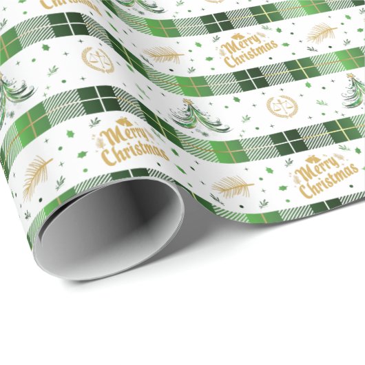 Papier Cadeau Arbre de Noël de l'avocat - Scales de justice (Coin rond)