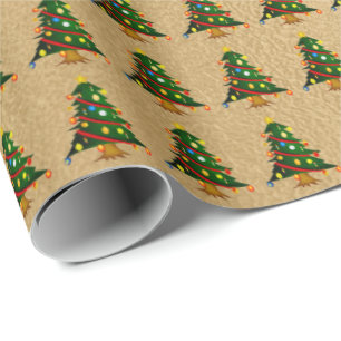 Papier Cadeau Arbre de Noël de l'éclair de bronze romantique
