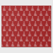 Papier Cadeau Arbre de Noël de l'étoile blanche en rouge (Plat)