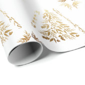 Papier Cadeau Arbre de Noël de l'Eucalyptus doré (Coin rond)