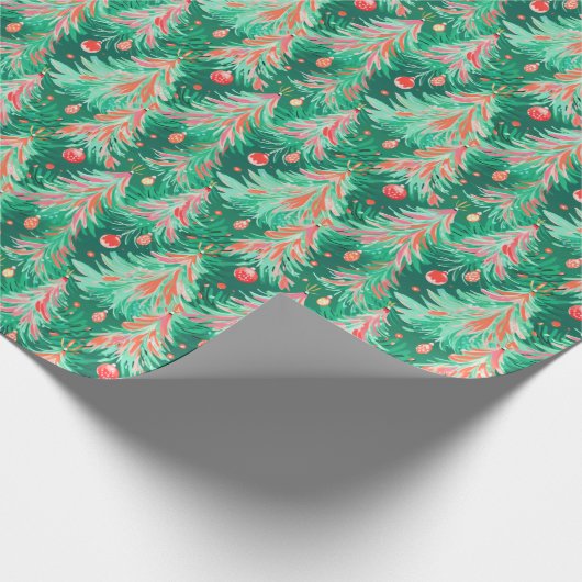 Papier Cadeau Arbre de Noël de Palm Beach Aquarelle (Coin)