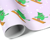 Papier Cadeau Arbre de Noël de snowboarding (Coin rond)