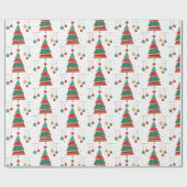 Papier Cadeau Arbre de Noël de style rétro (Plat)