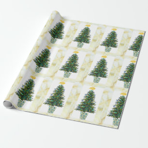 Papier Cadeau Arbre de Noël de symboles de musique dans le cadr