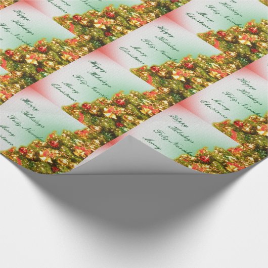 Papier Cadeau Arbre de Noël décoré (Coin)