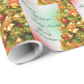 Papier Cadeau Arbre de Noël décoré (Coin rond)