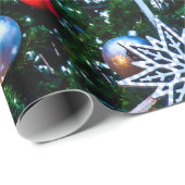 Papier Cadeau Arbre de Noël décoré, Étoiles, Balls (Coin rond)