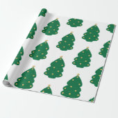 Papier Cadeau Arbre de Noël décoré vert et or (Déroulé)