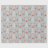 Papier Cadeau Arbre de Noël des rennes nordiques Gris fleuri (Plat)