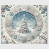 Papier Cadeau Arbre de Noël d'hiver (Plat)
